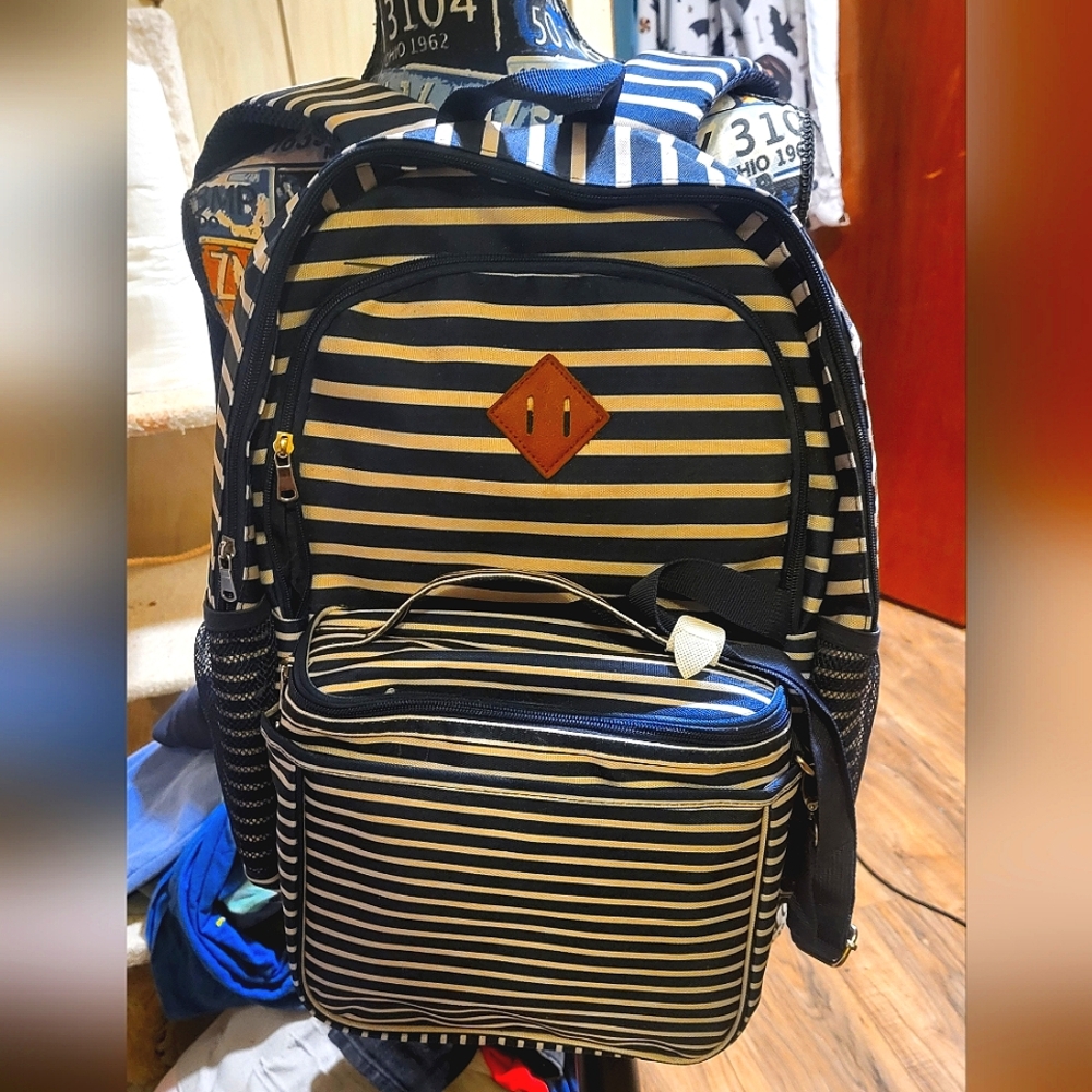 Striped Black and White Backpack